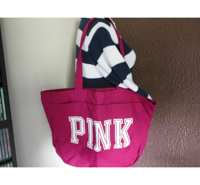 Сумка тоут Victoria's Secret PINK Purple & White zip up Big Shoppers Gym Tote BAG Purs